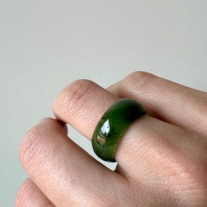 New Zealand green Jade ring genuine stone size